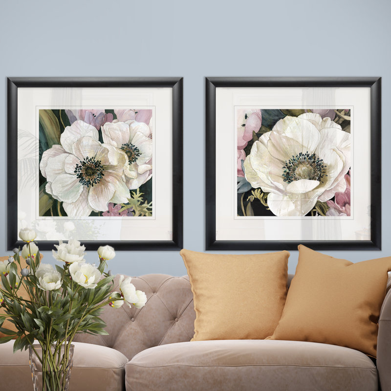Anemone Study I - Ensemble de 2 reproductions de cadres photo, Cadre noir