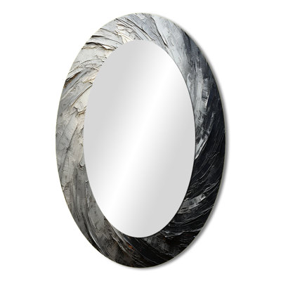 Grey Black Meditative Movement - Modern Oval Wall Mirror