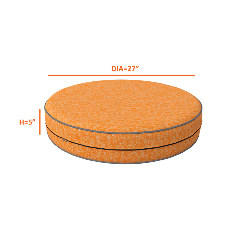 Decorative Indoor Outdoor Waterproof Round Cushion Cover, Patio Bar Stool UV Resistant Seat Cover, 12.7cm H x 68.6cm W