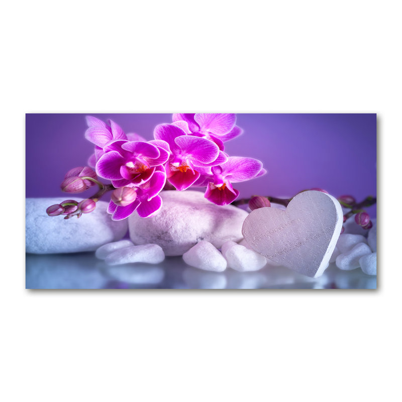 Orchid And Heart - No Frame Print, Canvas, 50cm H x 100cm W