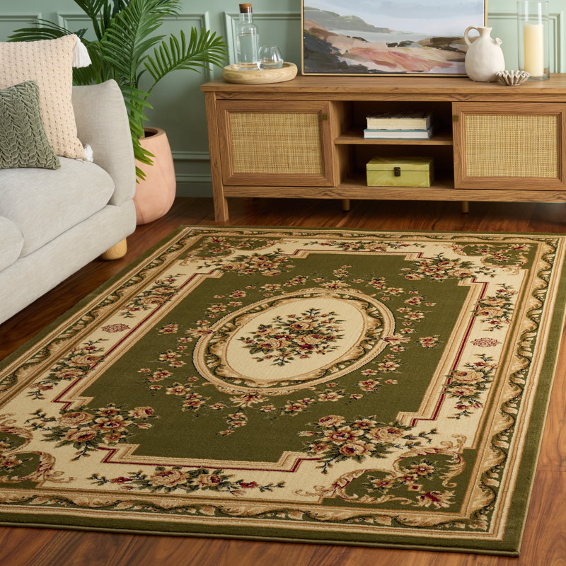 Tapis oriental Frasher Performance, Green/Ivory, Rectangle 5 pi 3 po x 7 pi 6 po