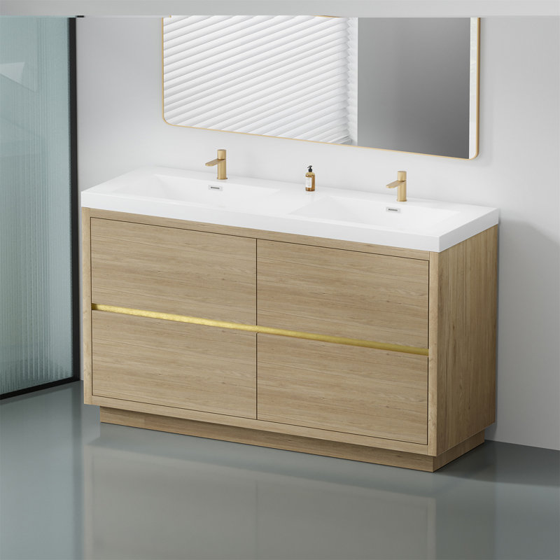 Meuble-lavabo autoportant 60 po avec lavabo double 60 po