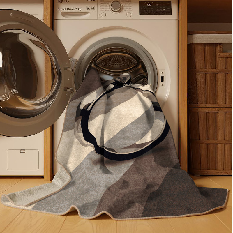 Tapis chic et luxueux lavable à la machine brun Brentwood, 6 X 9
