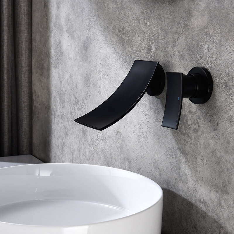 Robinet de salle de bain mural, Noir mat