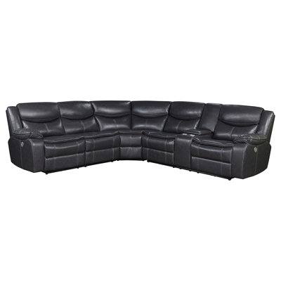 Salerno Grey Upholstered Power Reclining Sectional Sofa