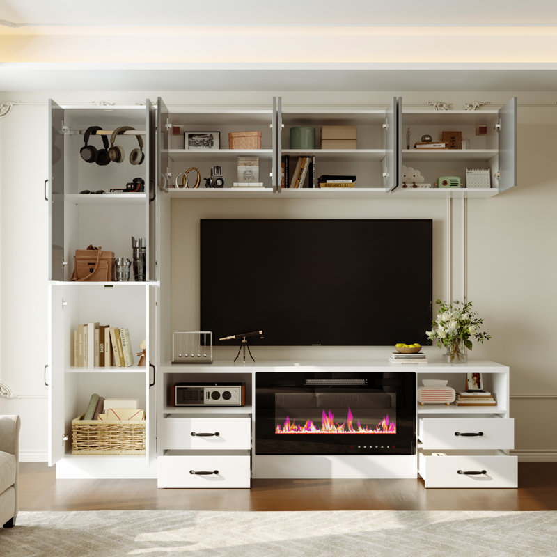 Meuble audio-vidéo modulaire en C avec foyer électrique 30 po