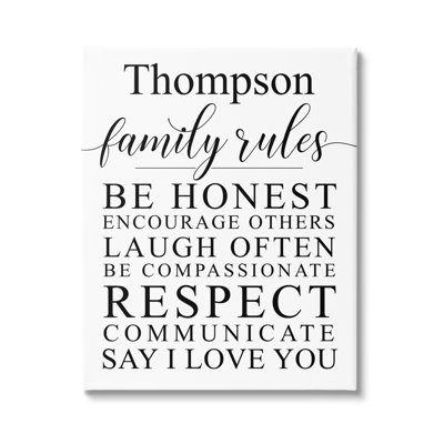 «Minimalist Family Rules cmw-022», art mural personnalisé