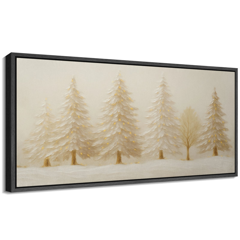 «Winter Neutral Toned Christmas Tree», art extra large, reproduction d'art sur toile encadrée, Noir, H 30 po x l 60 po
