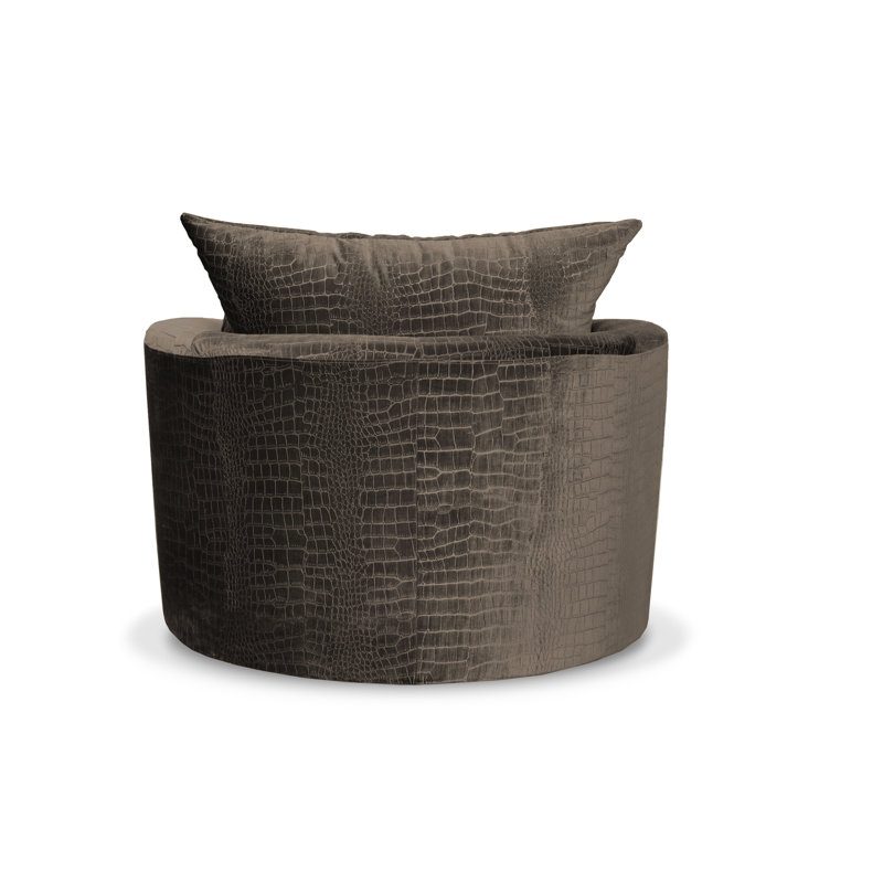 Upholstered Swivel Armchair, Dark Brown