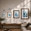 Polar Bears in Blue Modern - Framed Print-1018246635-1018246640