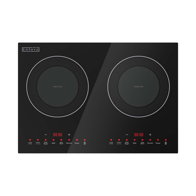 Plaque de cuisson à induction à deux brûleurs 20,5 po, poêle encastrée ou de comptoir de 1800 W, en noir - idéale pour les véhicules récréatifs, les dortoirs