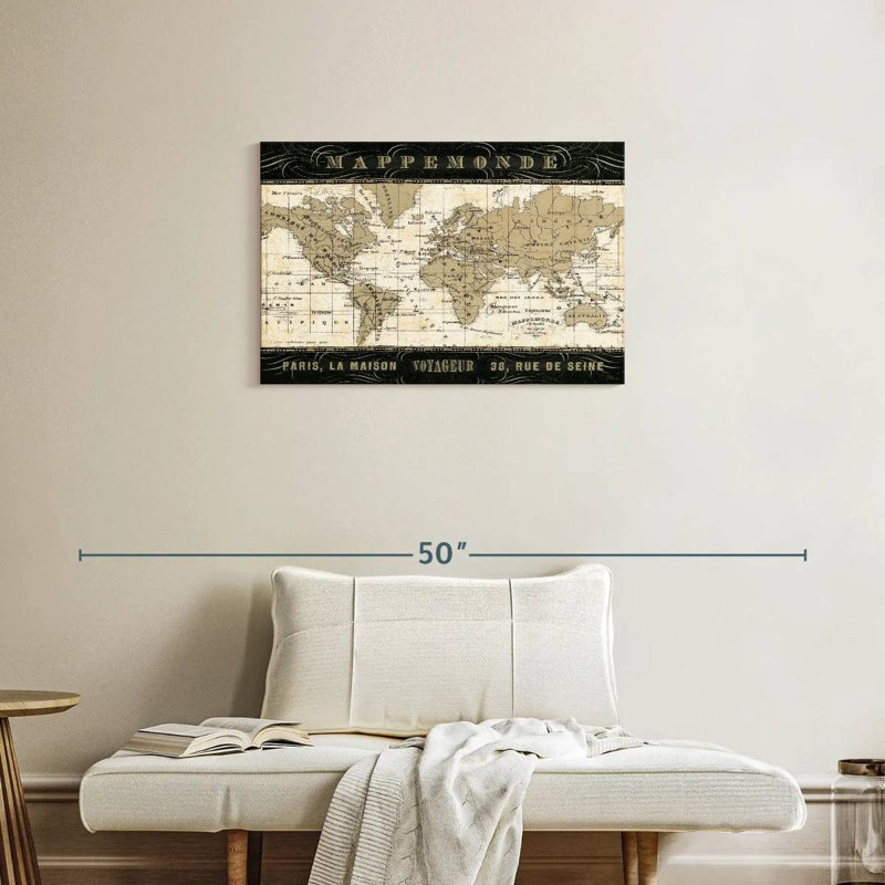 Mappemonde, H 20 po x l 30 po