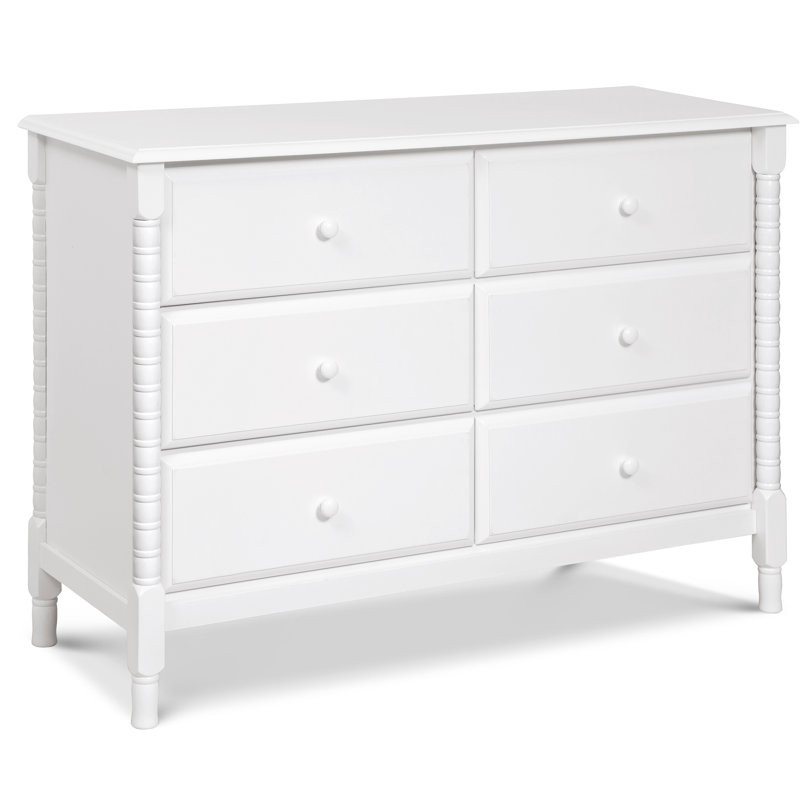White Spindle 6-Drawer Nursery Dresser