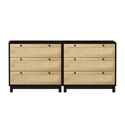 Black 3 Storage Cabinet Rope Woven Drawer ( Of 2). For Home Organization. . Ample Space. Stylish Design. Construction With Design, Every Room Including Bedroom, Living Room, Dining Hallways. Made