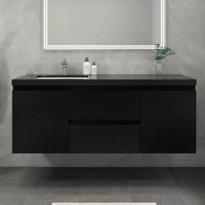 Castin 60" Wall-Mounted Single Left Sink Bathroom Vanity Set