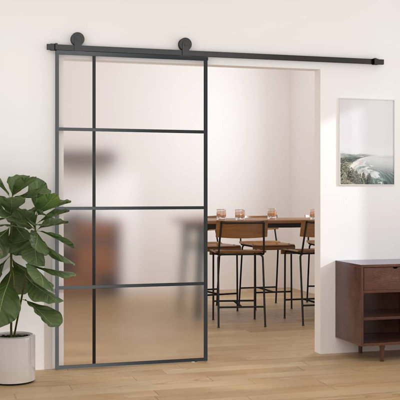 Metal and Glass Sliding Closet Doors, 35.4" x 80.7"