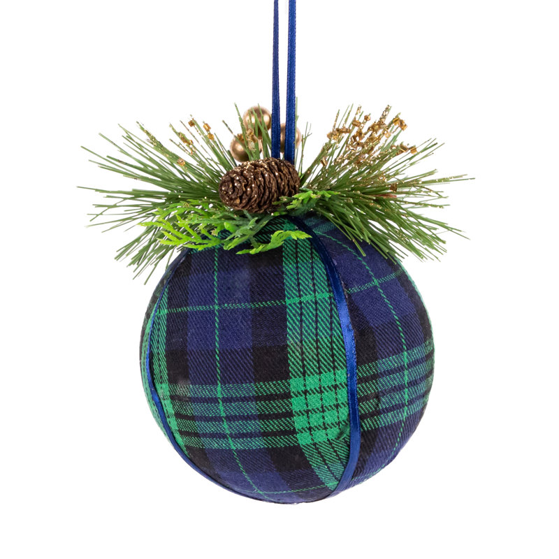 Ornement boule de Noël suspendue 4 po vert et bleu