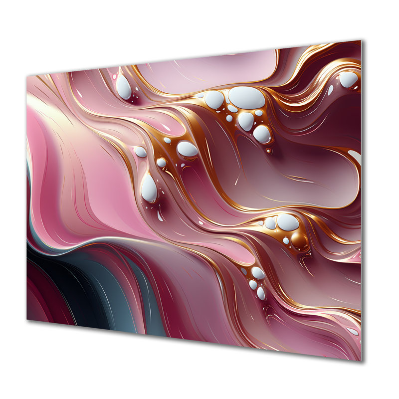 «Gold Streams», art mural vagues, Métal métal, H 34 po x l 44 po x P 1,5 po