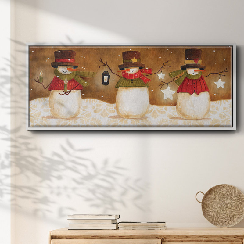 Top Hat Snowmen- Framed Canvas