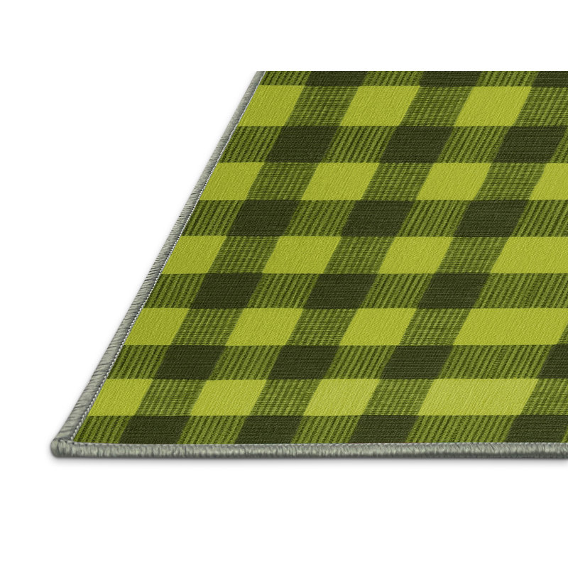 Tapis vert à carreaux lavable à la machine, Rectangle 2 pi x 3 pi
