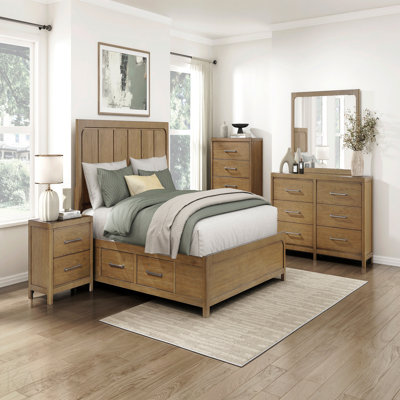 Commode de chambre à coucher à 6 tiroirs brun clair