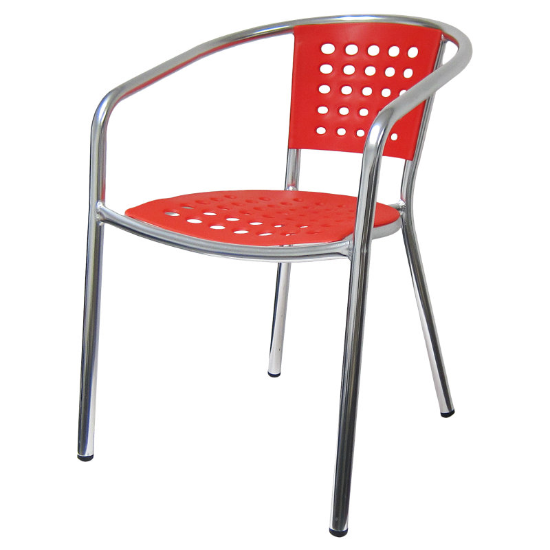 Brado Premium All-Weather Wicker Outdoor Stacking Dining Armchair, Red