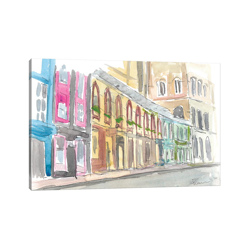 Edinburgh Scotland Street Scene With Shops by Markus & Martina Bleichner - Wrapped Canvas Print