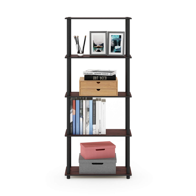 Heslin 23.58'' W Manufactured Wood Shelving Unit, Dark Cherry/Black