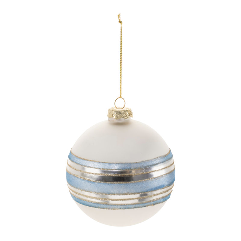 Ornement boule rayée en verre (ensemble de 6)