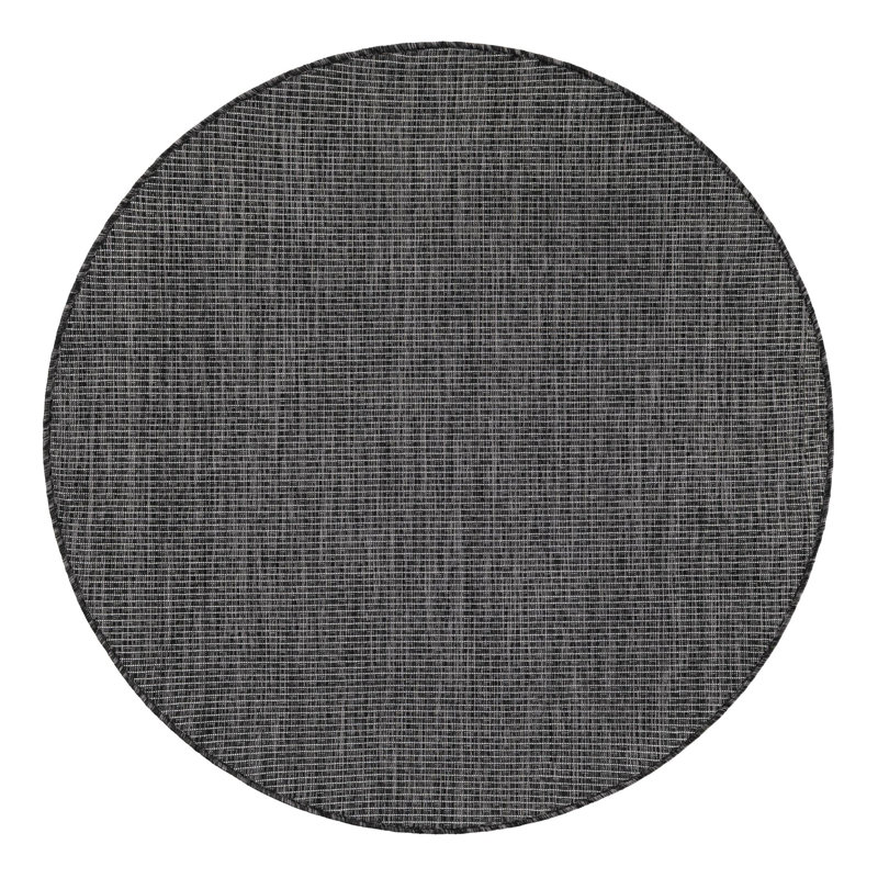 Avaughn Black Indoor/Outdoor Area Rug, Round 4'1", Black