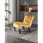 Chaise rembourrée en tissu avec boutons et pieds en bois-951961635