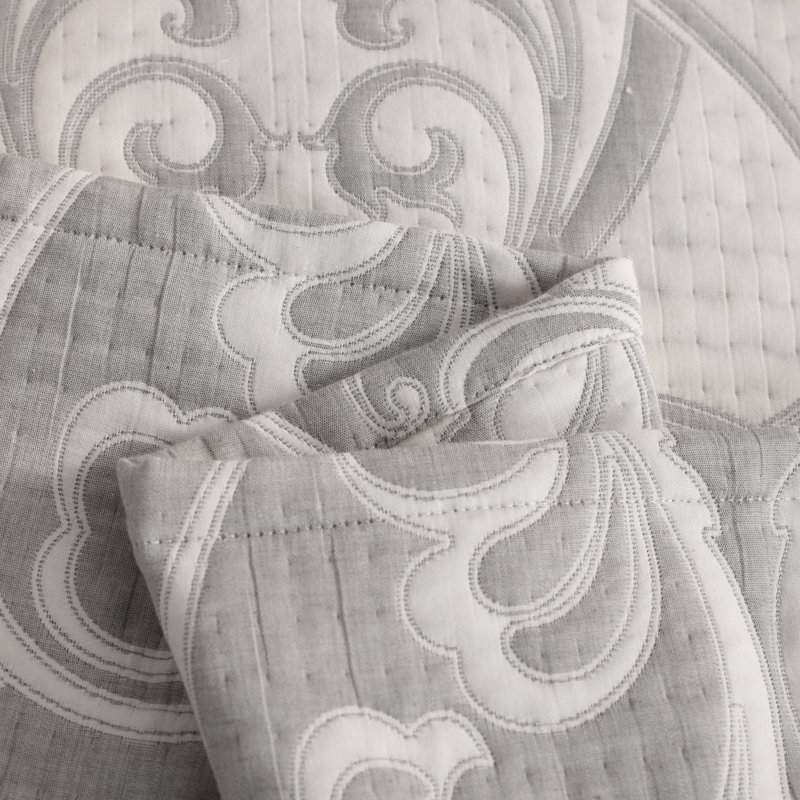 Grey Paisley Cotton Muslin King Bed Blanket