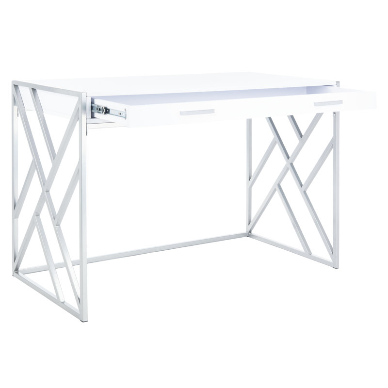 Lovesta Metal Base Writing Desk, White/Silver