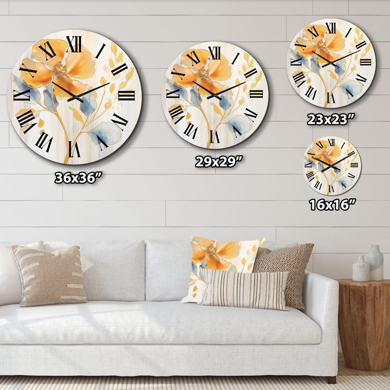 Horloge murale jaune et bleue Harmony In Chaos II, Petit