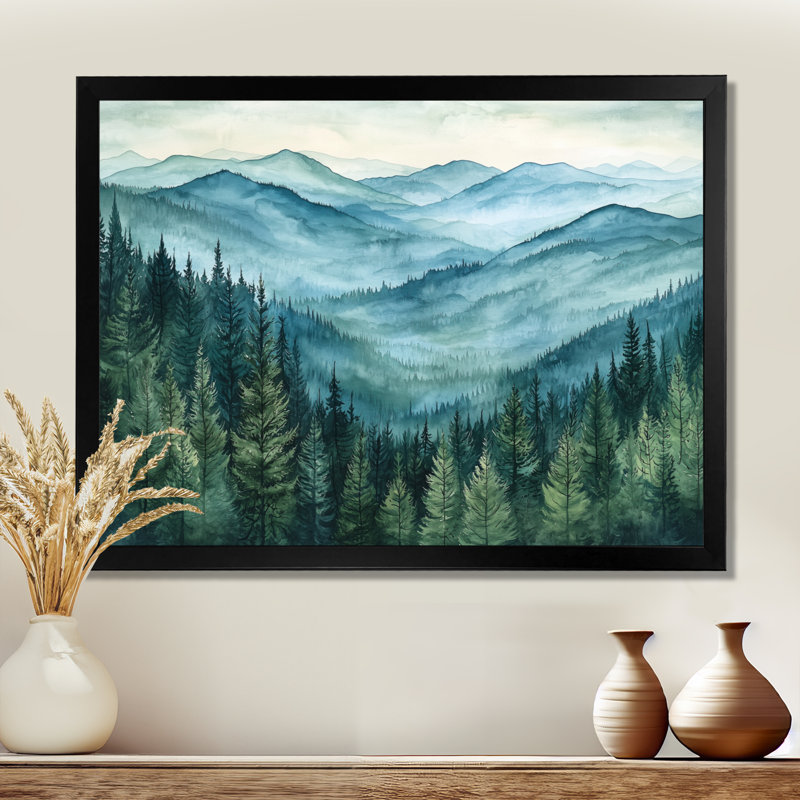 Woodland Peaks III - montagnes, art mural, H 12 po x l 20 po, Reproduction encadrée d'une seule photo, Noir