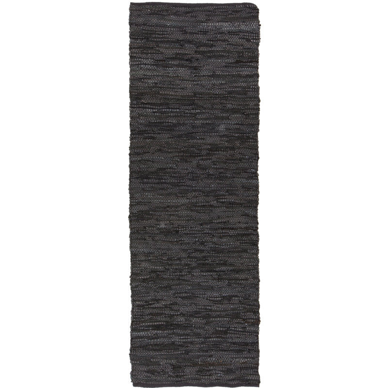 Tapis en cuir tissé à la main Gracie Oaks Rhoena, Tapis de couloir 2 pi 6 po x 7 pi 6 po