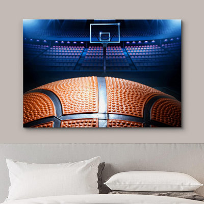 Sport " Vibrant Neon Close Up Basketball Stadium Boys Room Decor Sports Fitness Photography Wall Decor "