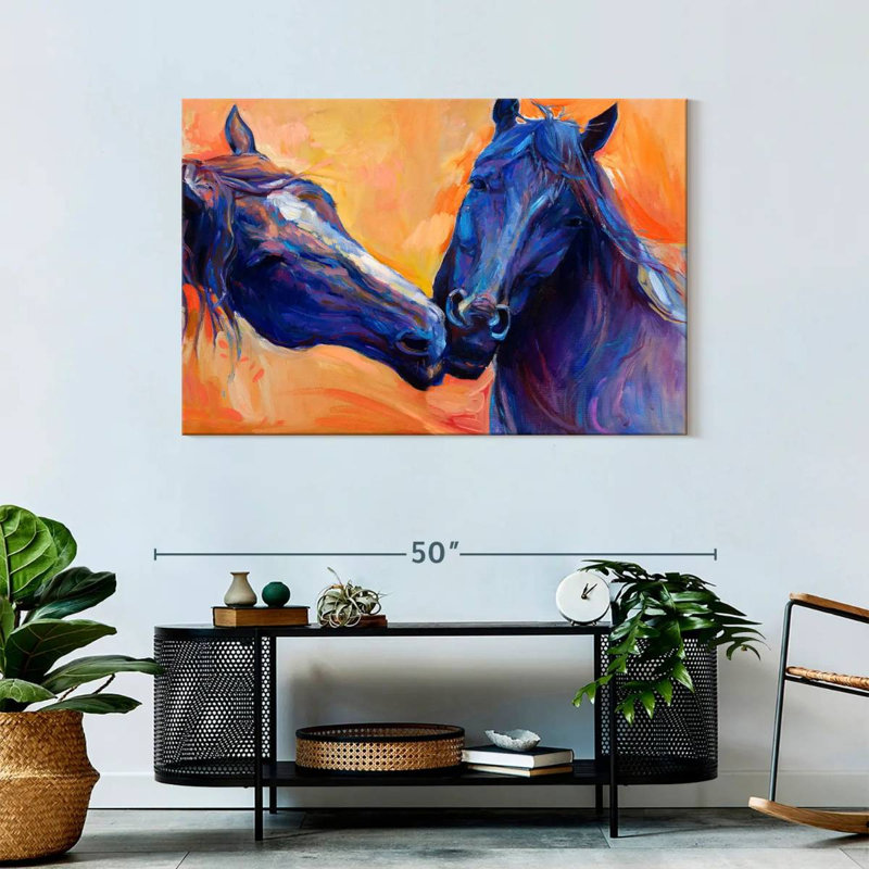 Brampt Blue Horses, 30" H x 45" W