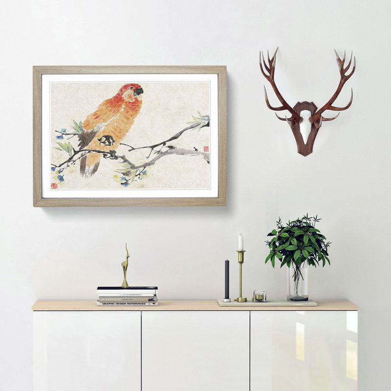 Parrot by Ren Yi - Framed Print, Oak Framed, 27cm H x 36cm W x 2cm D