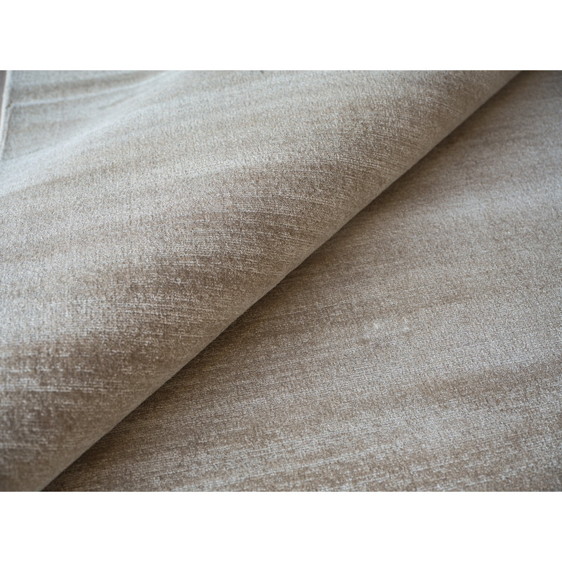 Martelli Modern Handmade Silky Nylon, Taupe Area Rug, Rectangle 9' x 12'