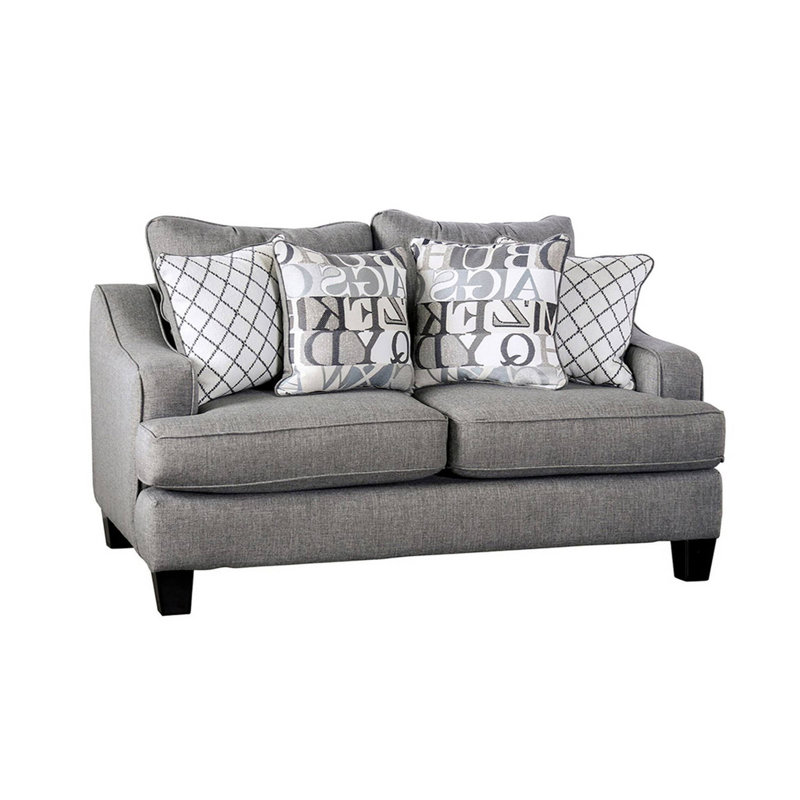 64.4" W Transitional Loveseat, Bluish Gray