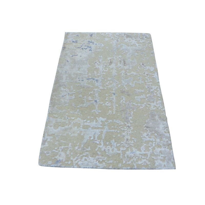 Tapis beige noué à la main de conception unique 2 pi x 3 pi Asynjur
