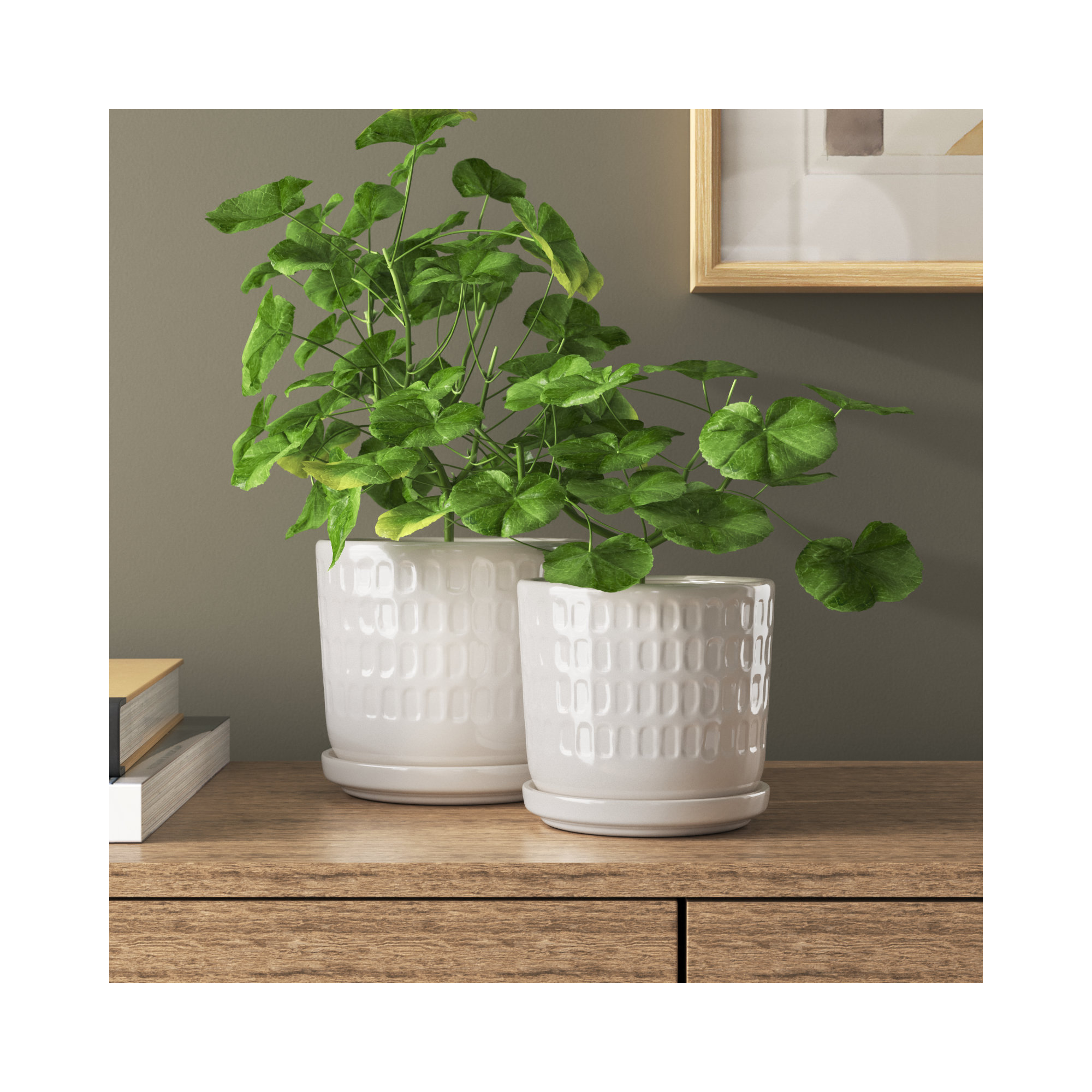 Ceramic Pot Planter - Set of 2, White