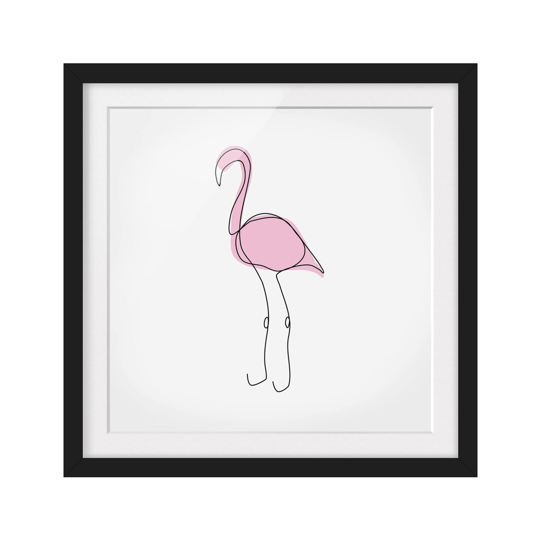 Gerahmtes Poster Flamingo Line Art