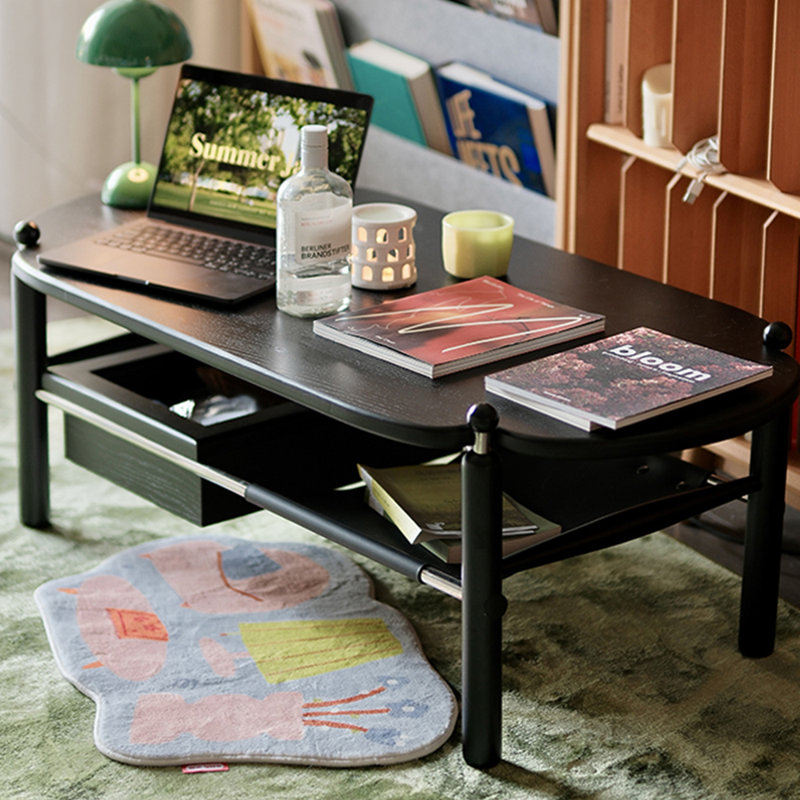 Table de bout vintage ovale en bois massif