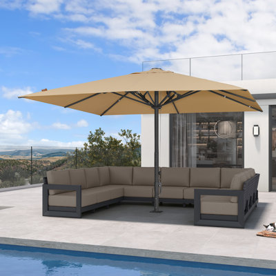 Parasol de table semi-automatique pour l'extérieur