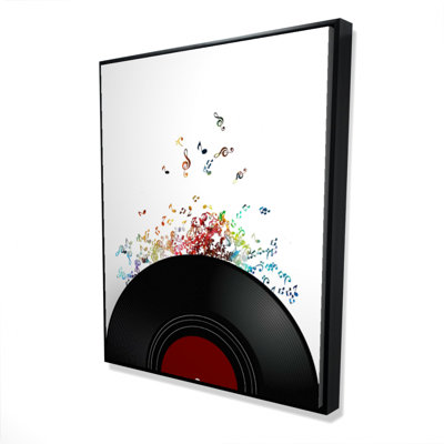 Notes Escaping From A Vinyl Record Print On Canvas