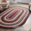 Tapis ovale rayé en jute / sisal / coton tressé à la main noir / rouge / brun clair-264873572