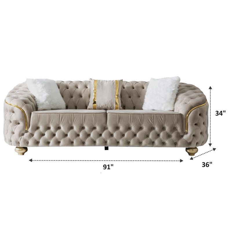 Canapé Gonda, Crème, H 34 po x l 91 po x P 36 po 