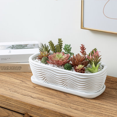 Pot de fleurs d'intérieur en céramique texturée